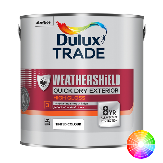 DULUX TRADE WEATHERSHIELD QUICK DRY GLOSS TINTED COLOUR