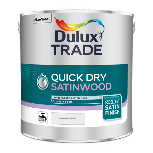 DULUX TRADE QUICK DRY SATINWOOD BRILLIANT WHITE