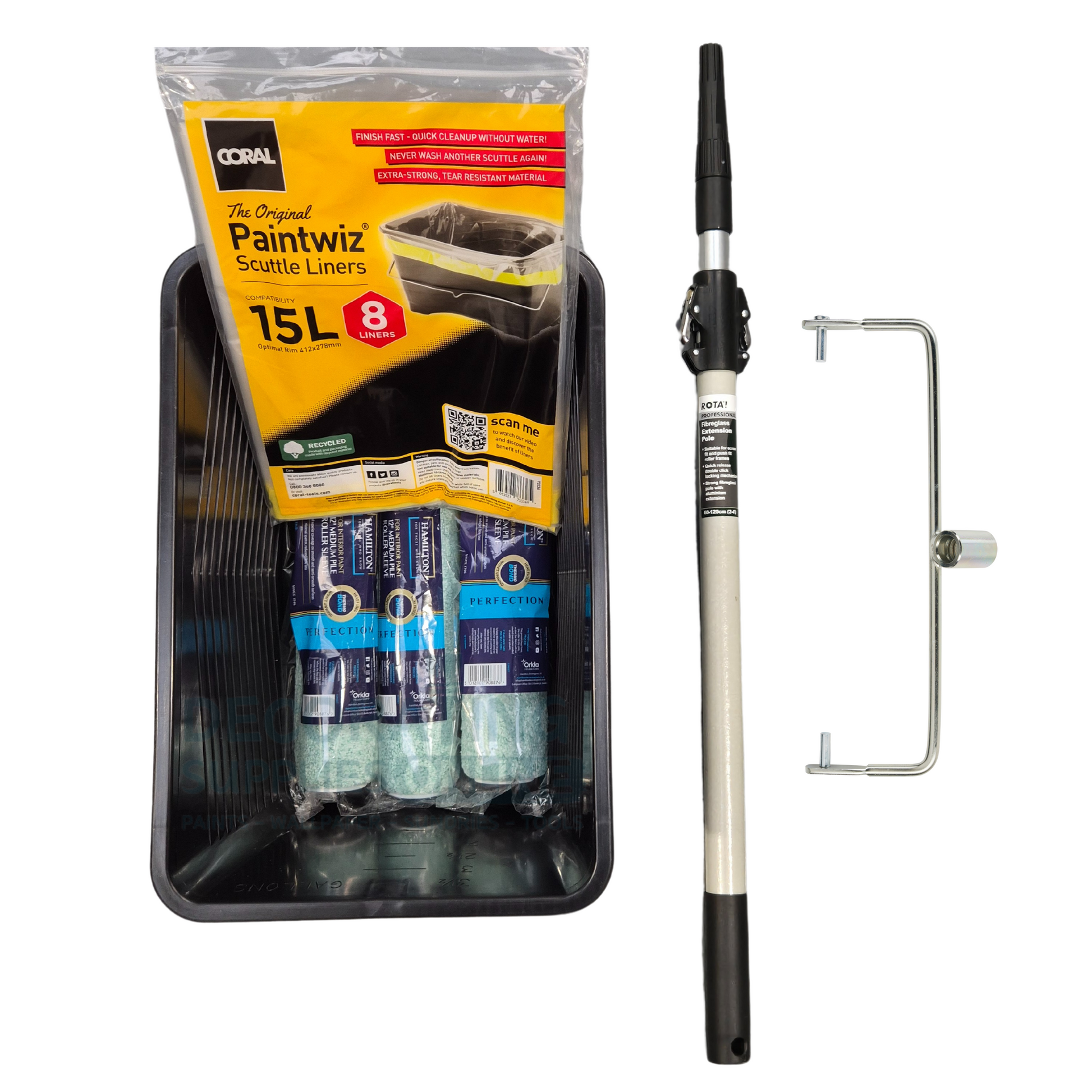 12 inch medium pile paint roller scuttle set