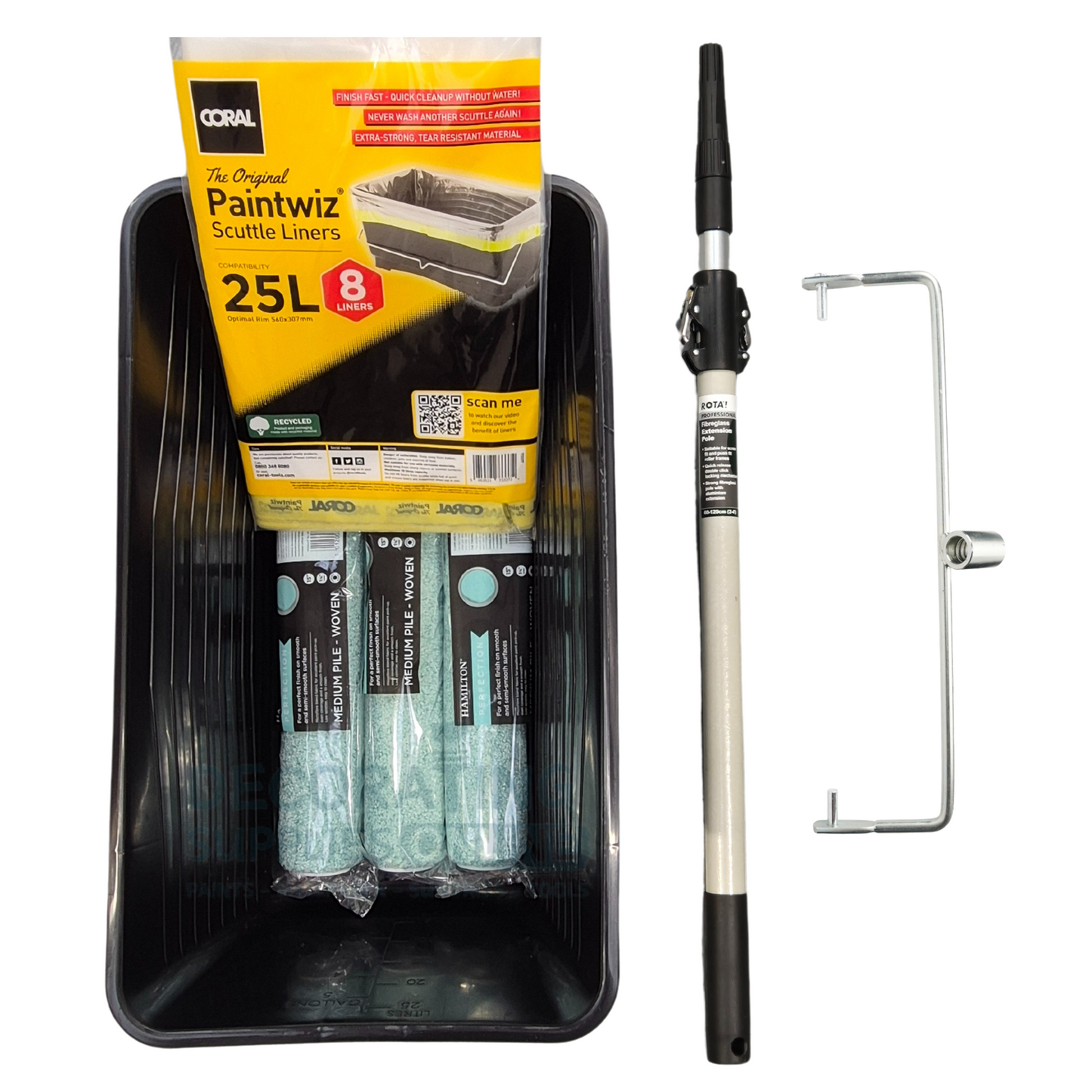 15 inch medium pile paint roller scuttle set