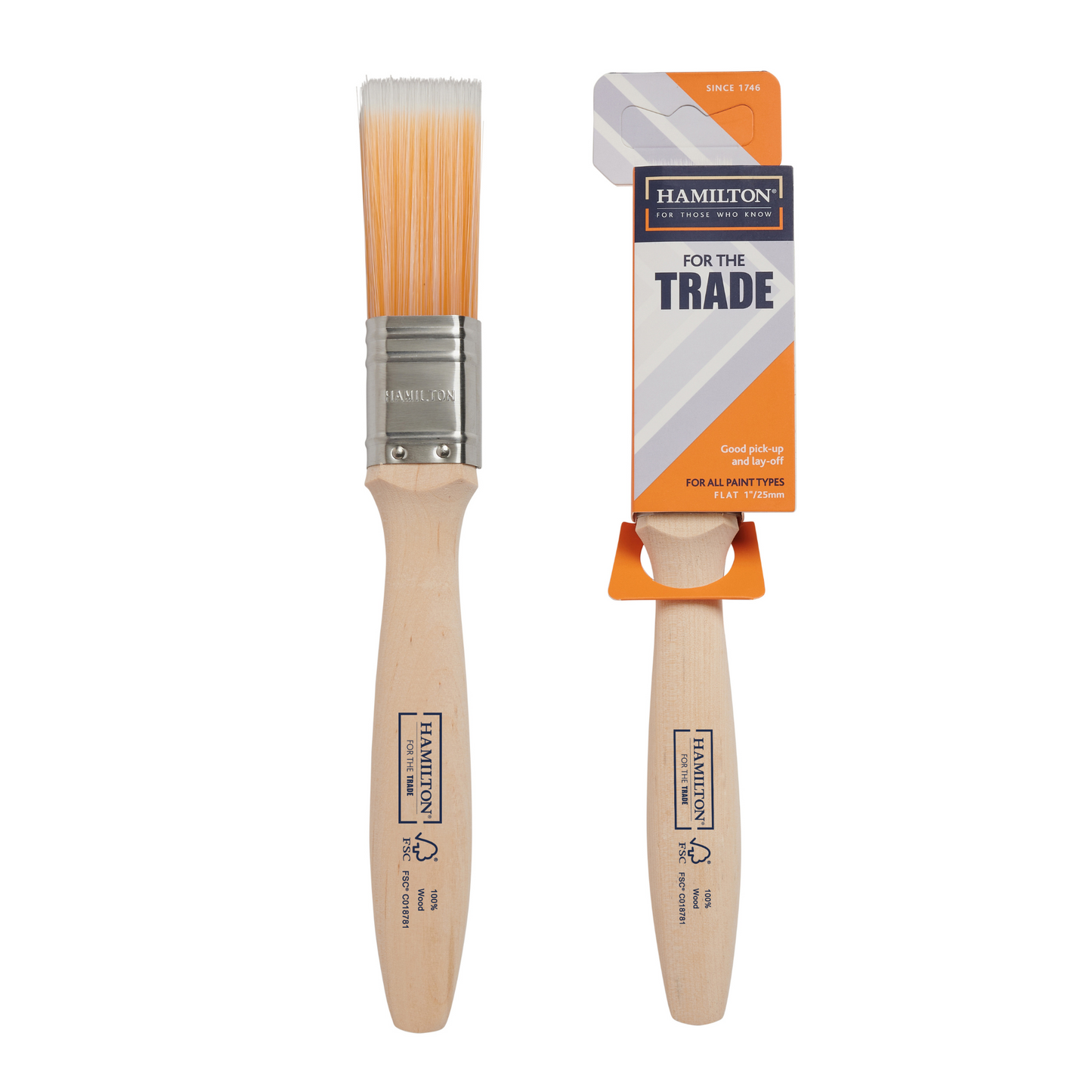 HAMILTON FOR THE TRADE FINE TIP FLAT PAINT BRUSH 1"