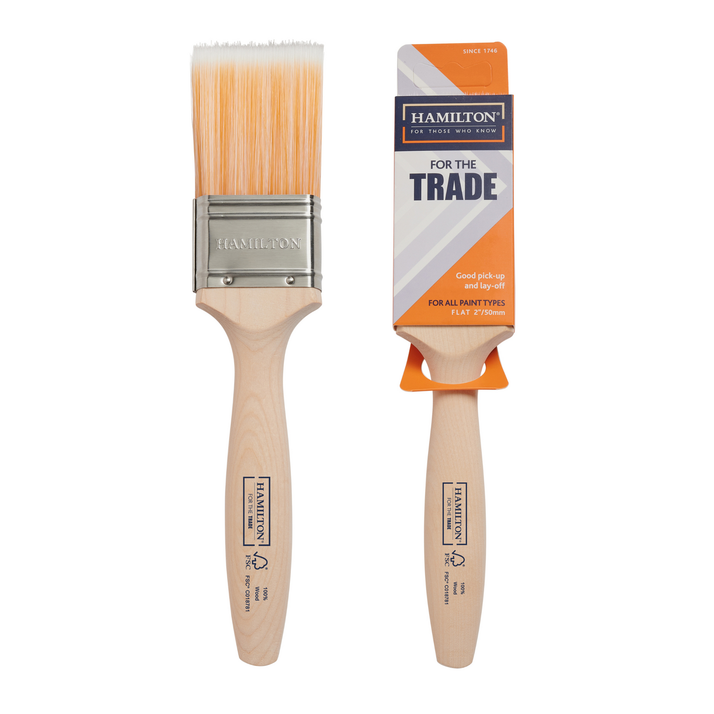 HAMILTON FOR THE TRADE FINE TIP FLAT PAINT BRUSH 2"