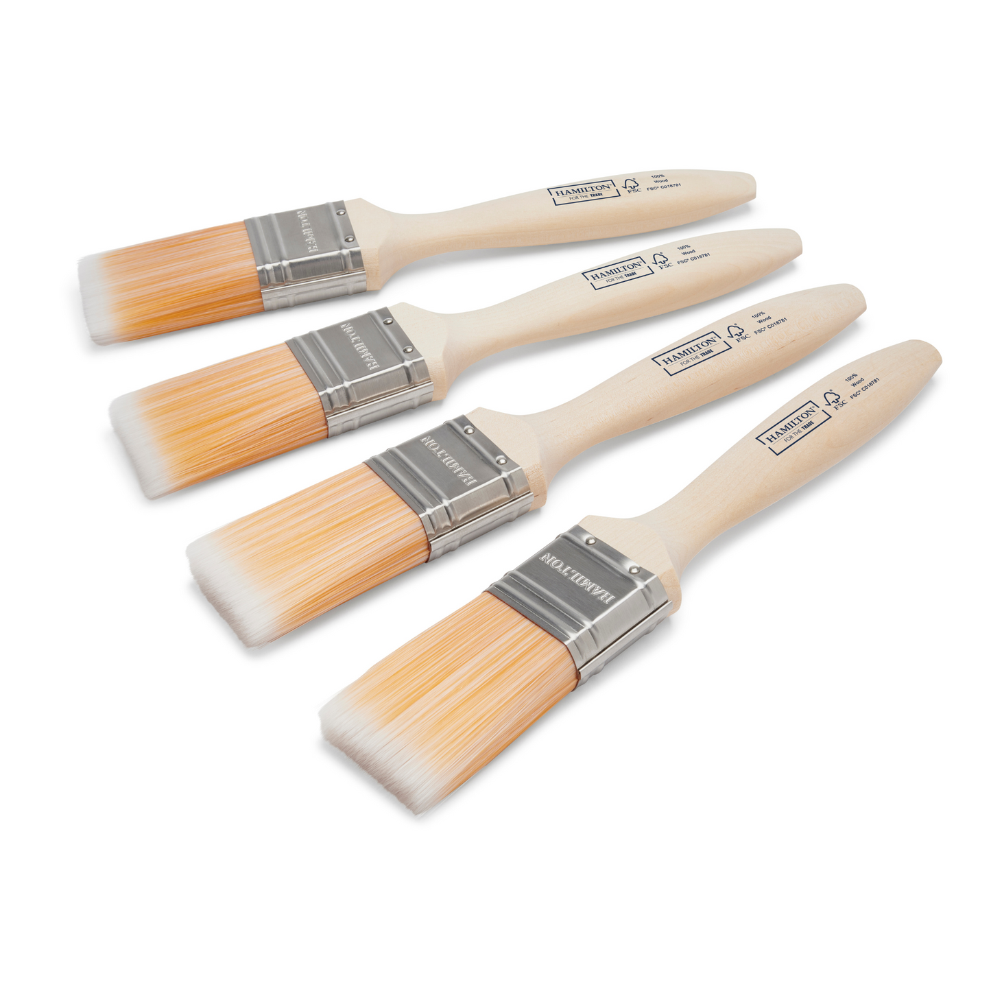 HAMILTON FOR THE TRADE - FINE TIP FLAT BRUSHES 4 PACK (4 X 1.5")