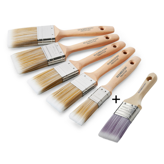 HAMILTON PRESTIGE SYNTHETIC BRUSH BOX SET 5 PIECE + FREE 2"