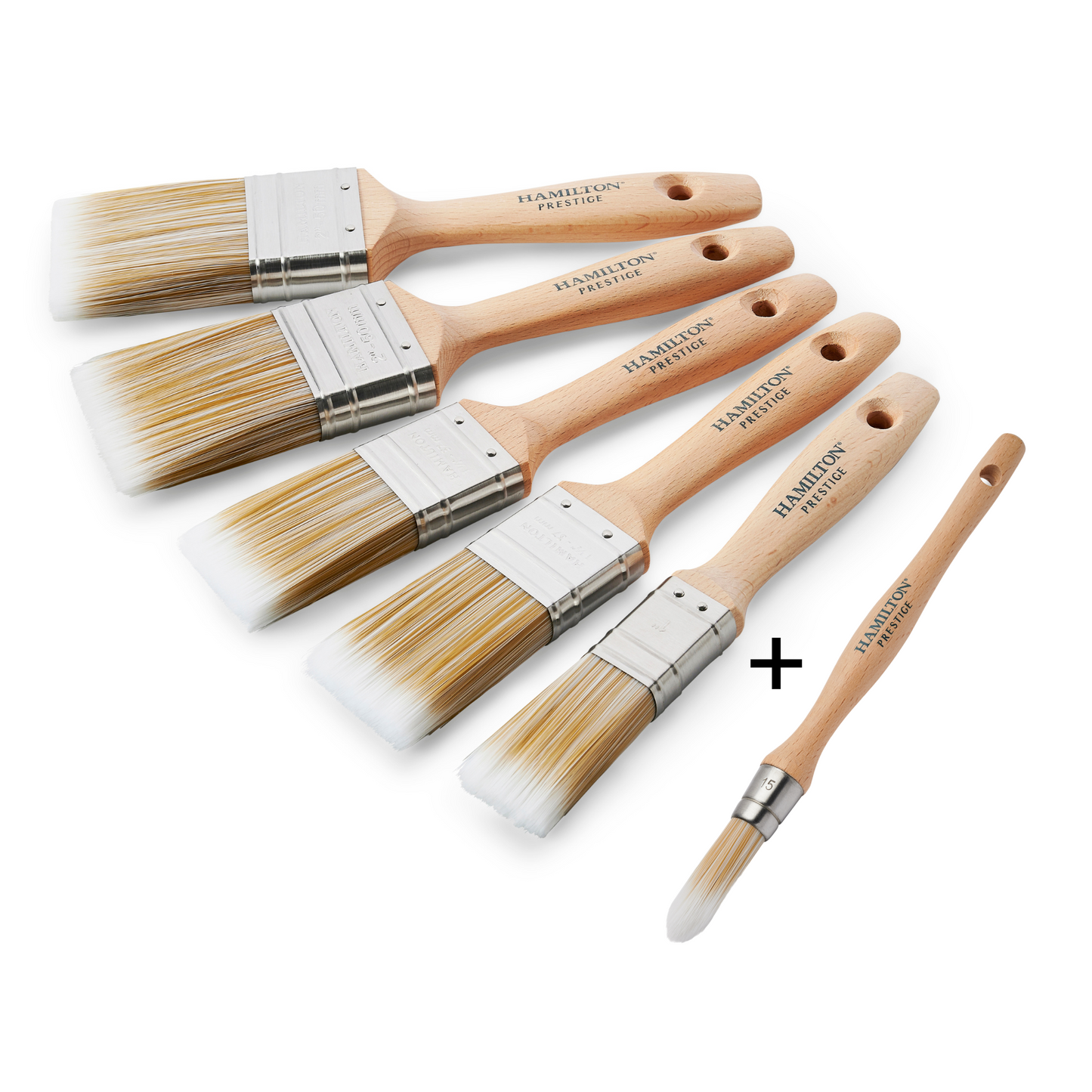 HAMILTON PRESTIGE SYNTHETIC BRUSH BOX SET 5 PIECE + FREE 15MM SASH