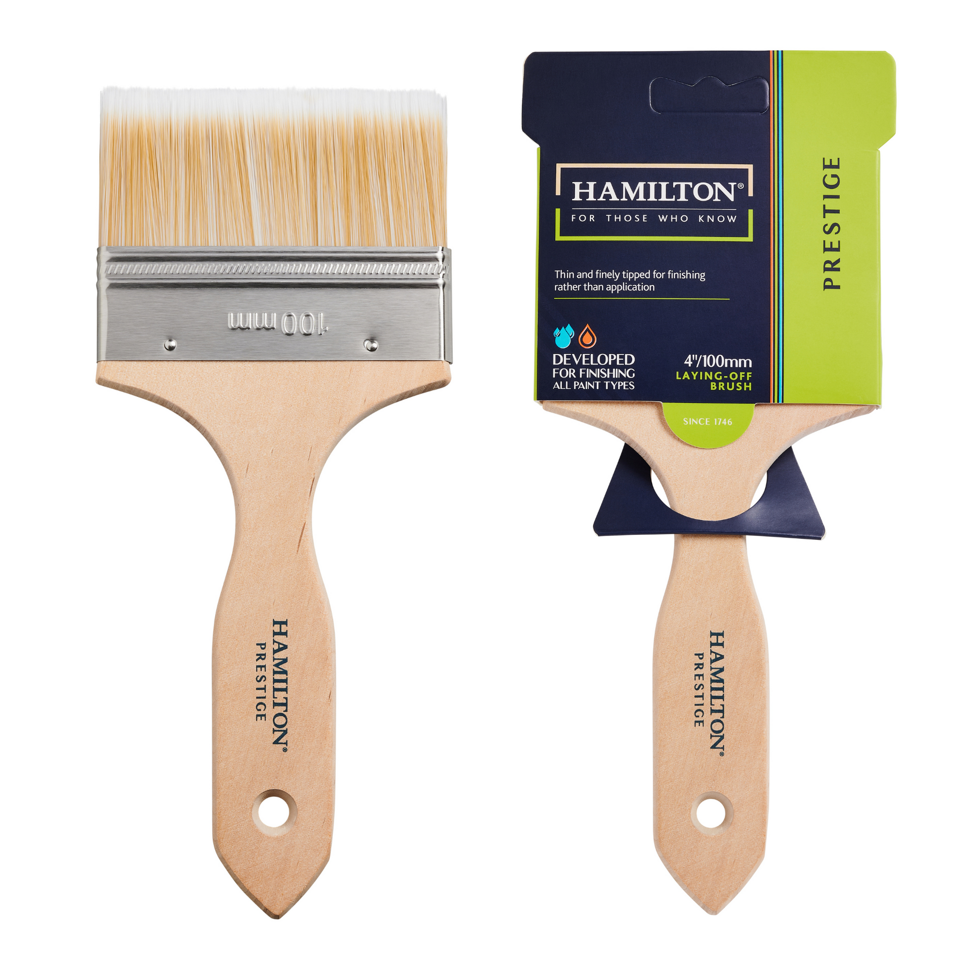 Hamilton Prestige Pure Synthetic Laying Off Brush - 4" Thin Brush For Wall & Ceiling Finishing
