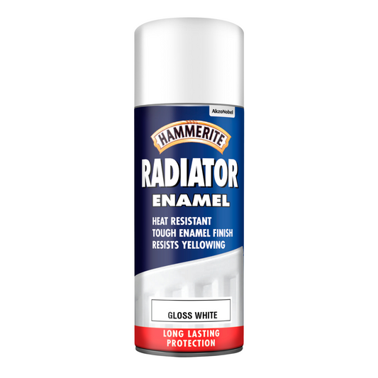 HAMMERITE RADIATOR ENAMEL PAINT AEROSOL GLOSS WHITE 400ML