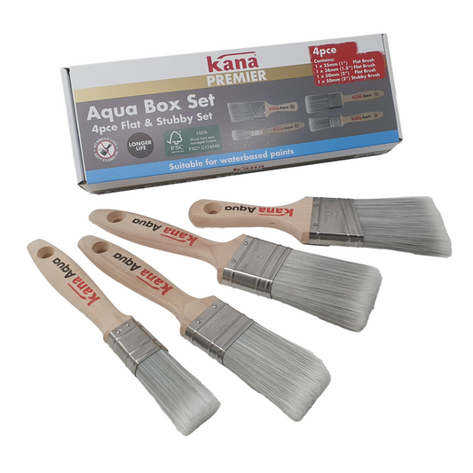 KANA AQUA FLAT BRUSH SET + 2' STUBBY - 4 PACK