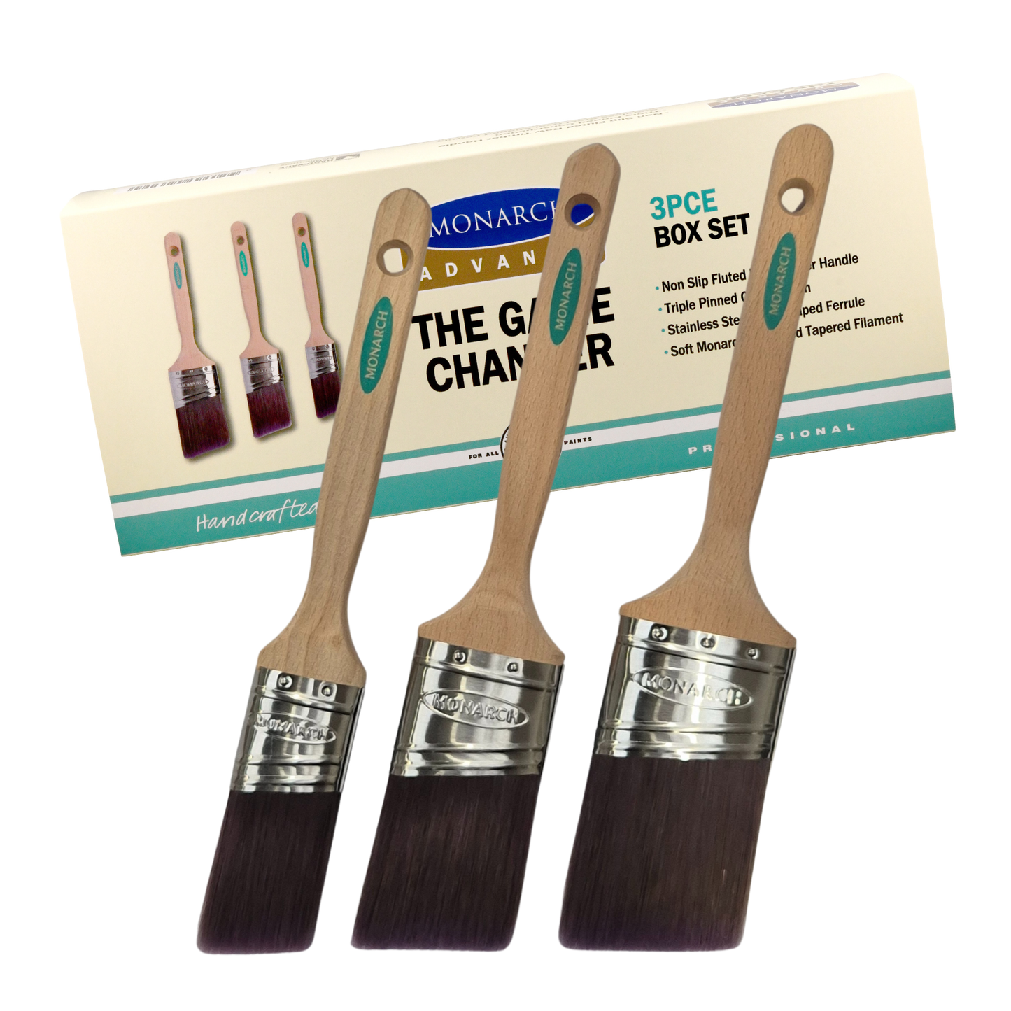 Monarch Advance Oval Angle Sash Brushes 'Game Changer' Box Set - 3 Pack