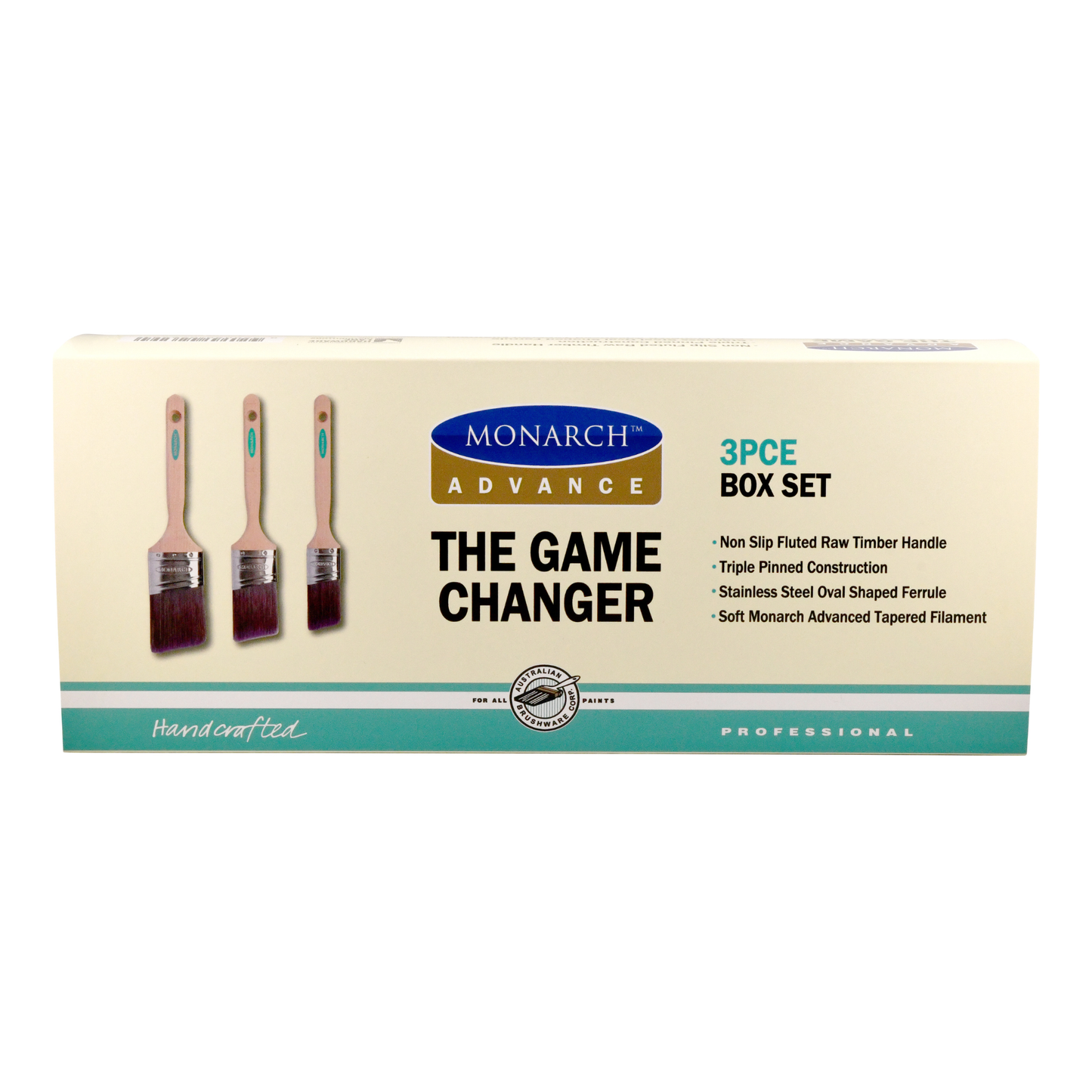 Monarch Advance Oval Angle Sash Brushes 'Game Changer' Box Set - 3 Pack