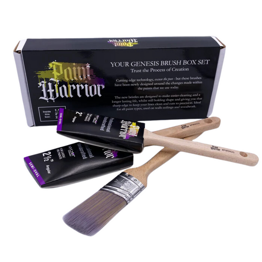 PAINT WARRIOR OVAL ANGLED LONG HANDLE PAINT BRUSHES BOX SET 3 PACK