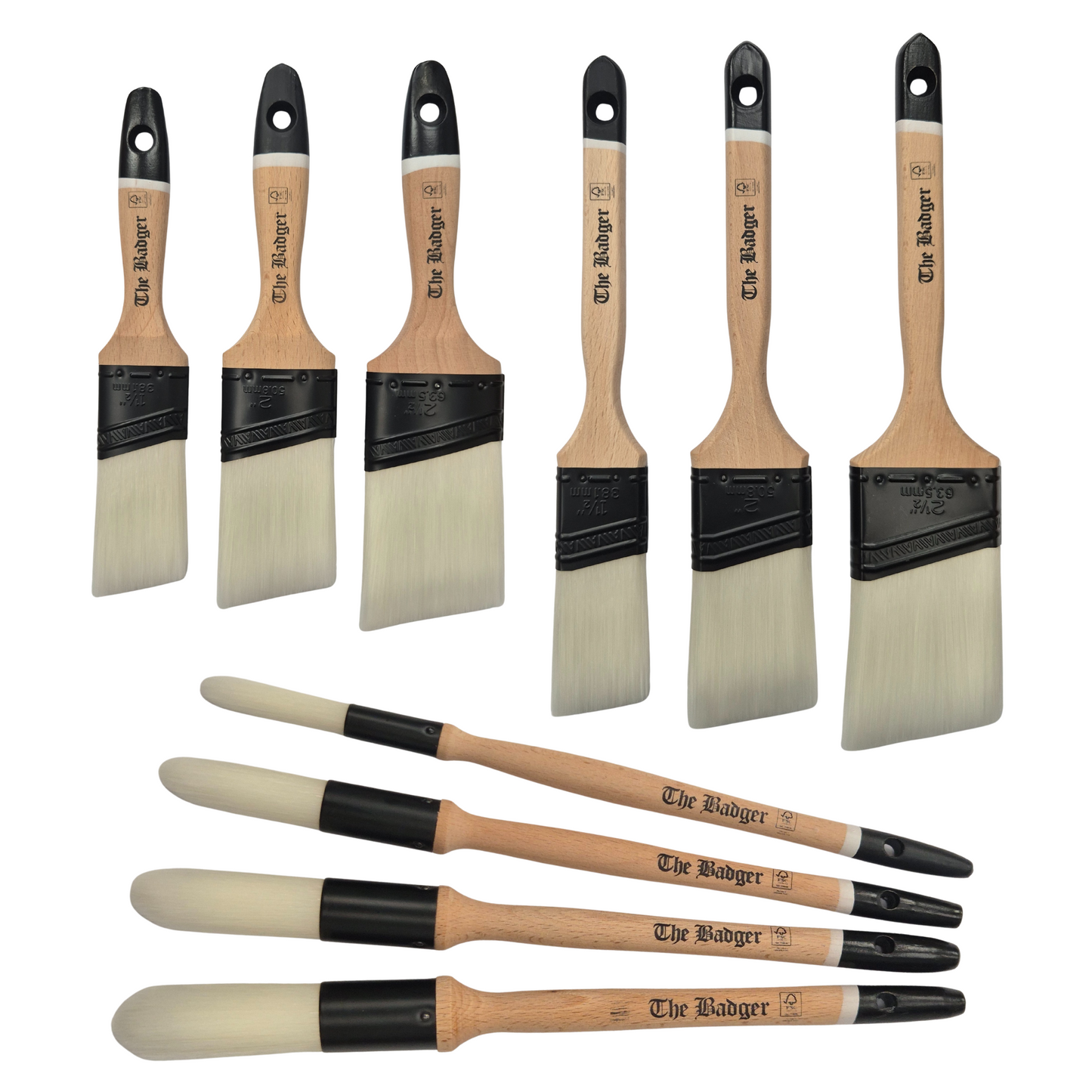 Paint Warrior Badger Paint Brushes - Complete Set Bundle
