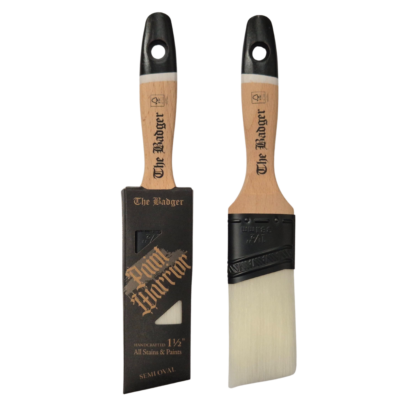 Paint Warrior Badger Beaver Tail Oval Angled Paint Brush 1.5"