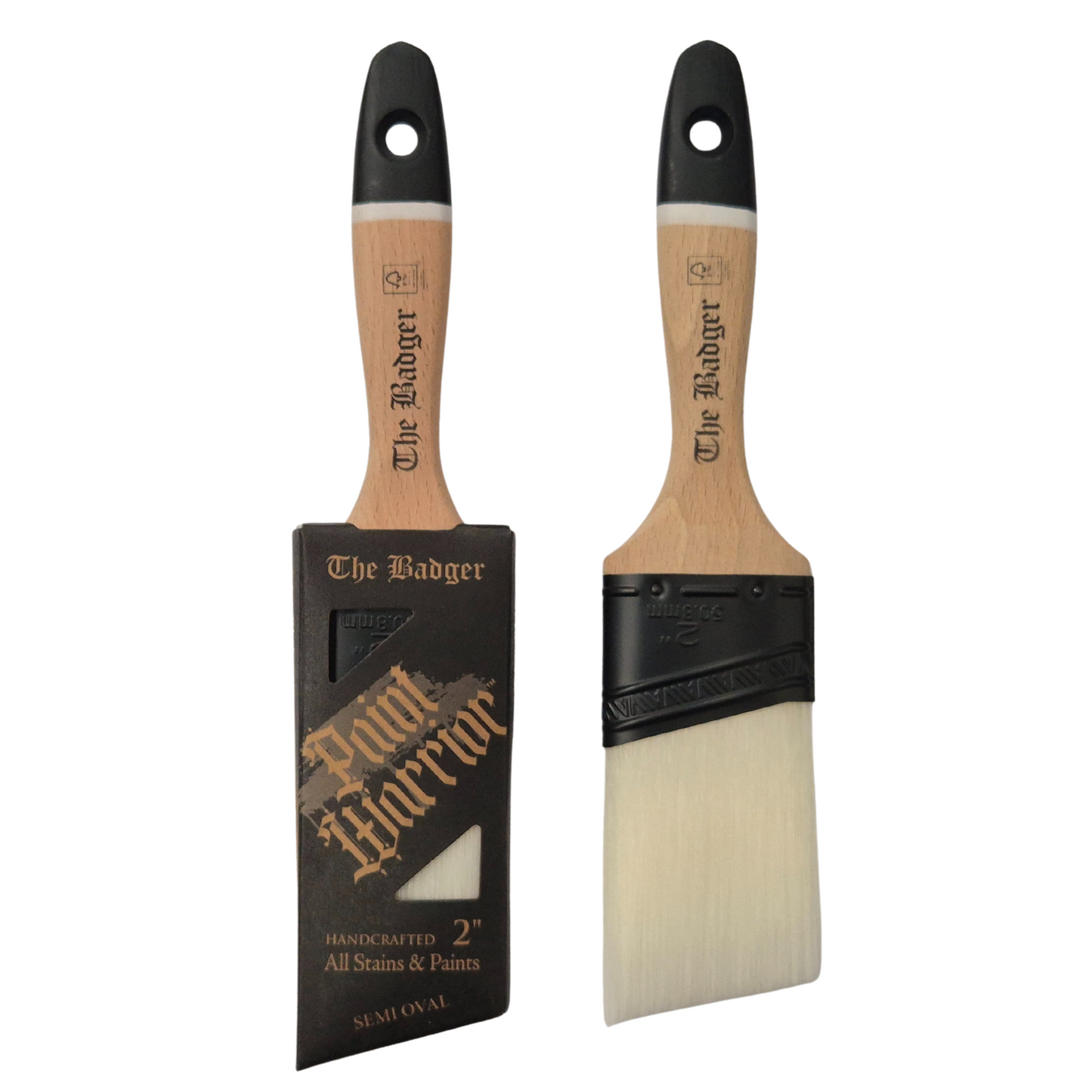 Paint Warrior Badger Beaver Tail Oval Angled Paint Brush 2"