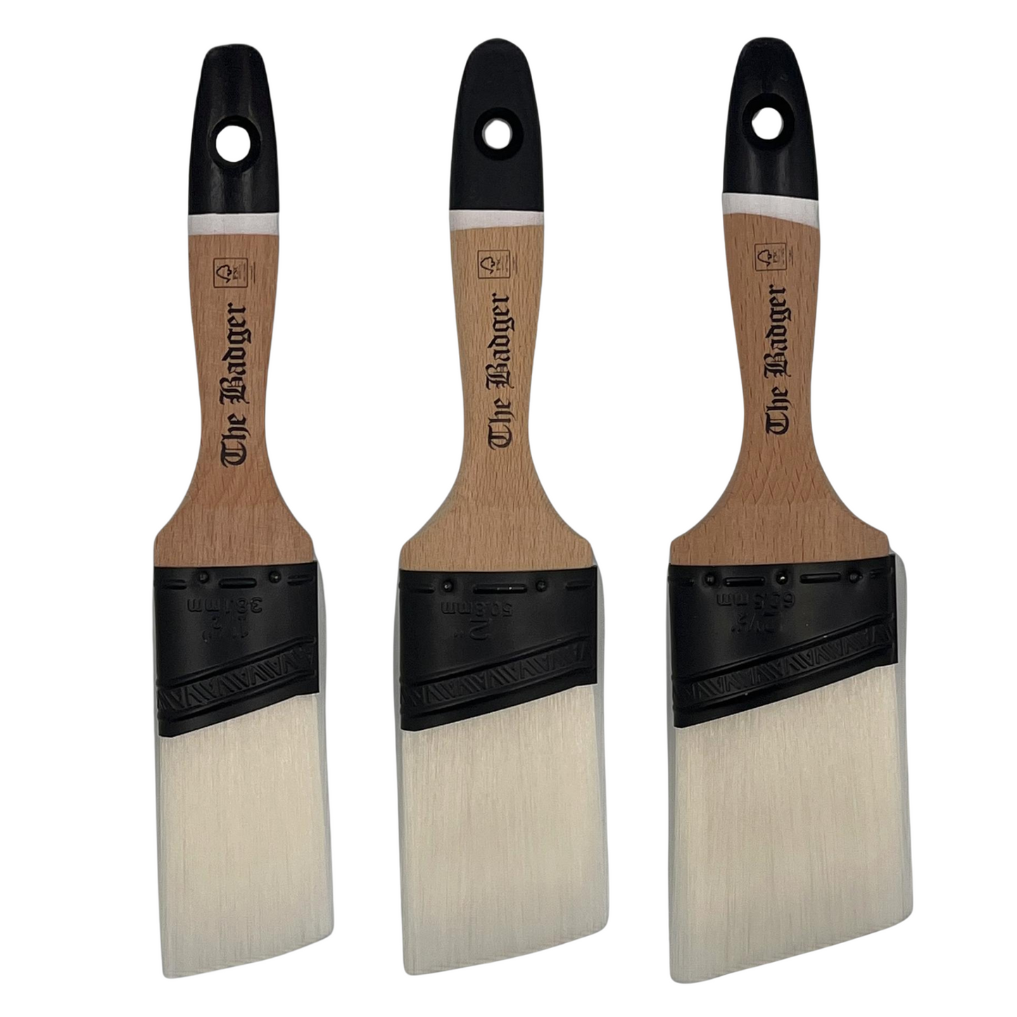 Paint Warrior Badger Beaver Tail Oval Angled Brushes Box Set - 3 Pack