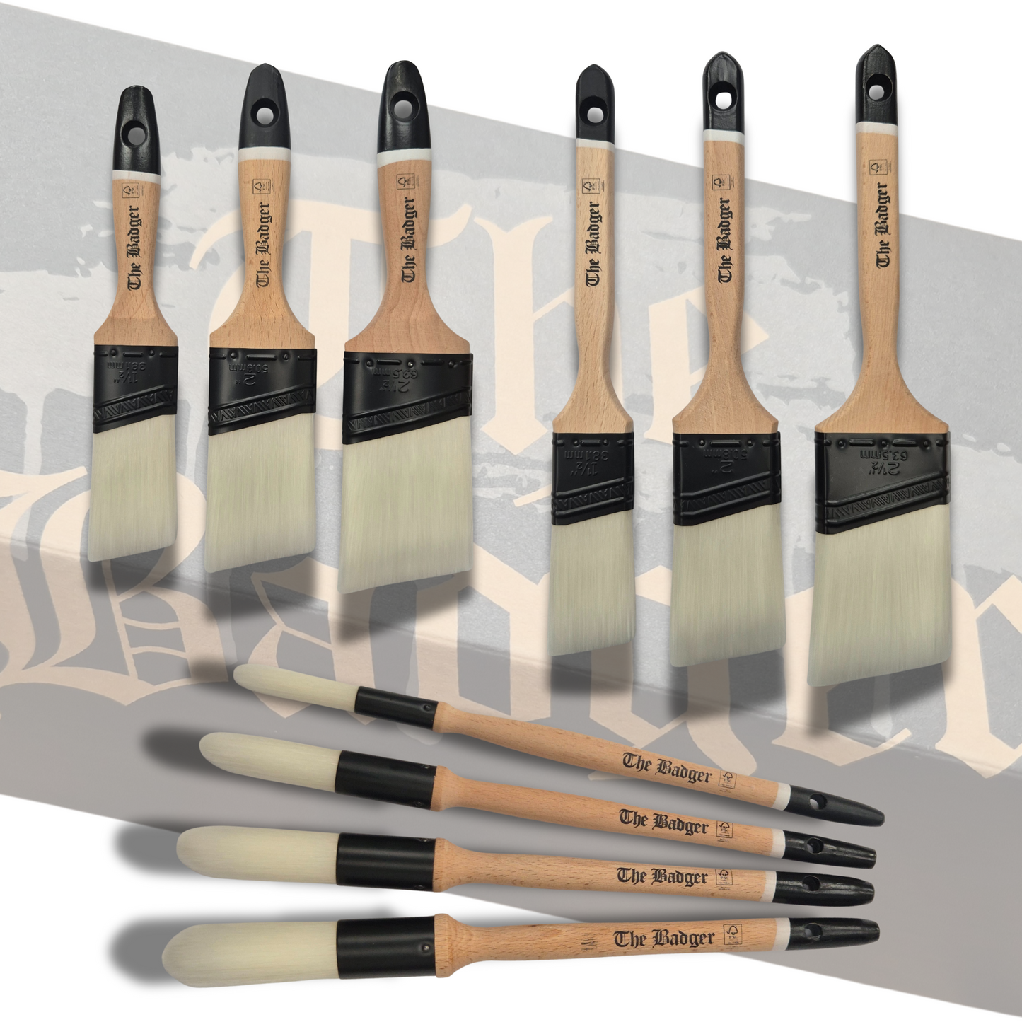 Paint Warrior Badger Paint Brushes - Complete Set Bundle