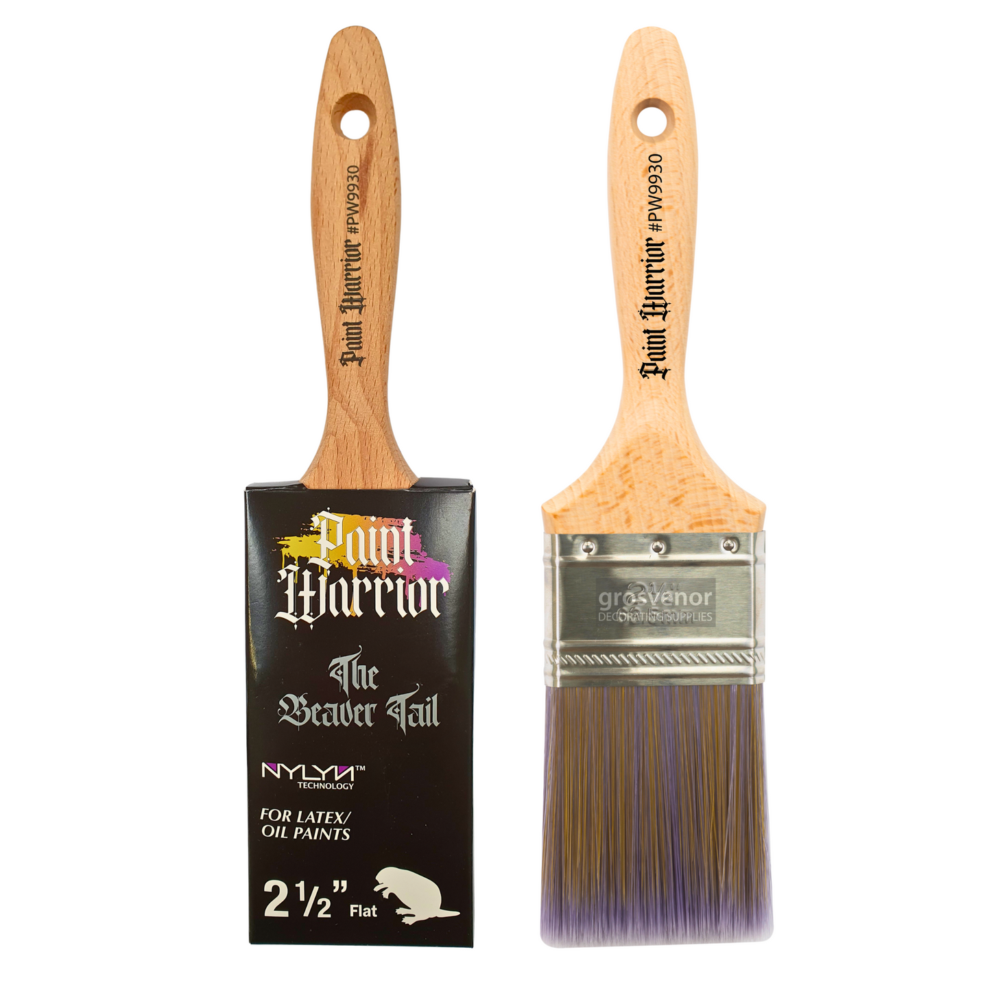 PAINT WARRIOR FLAT BEAVERTAIL PAINT BRUSH 2.5'