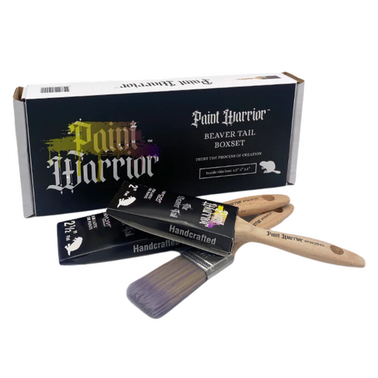 PAINT WARRIOR FLAT BEAVERTAIL PAINT BRUSHES BOX SET 3 PACK