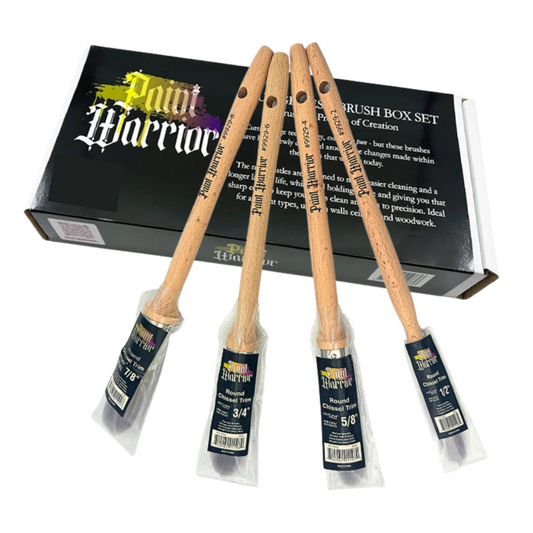 PAINT WARRIOR ROUND SASH BRUSHES BOX SET 4 PACK