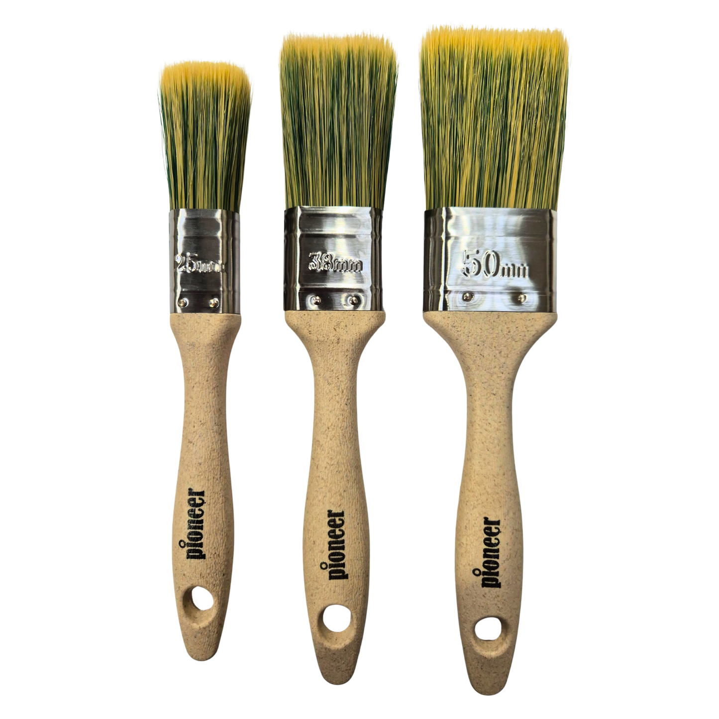 Pinceaux écologiques Pioneer Spirit Renaissance - Lot de 3 (2,5 cm, 3,8 cm, 5 cm)