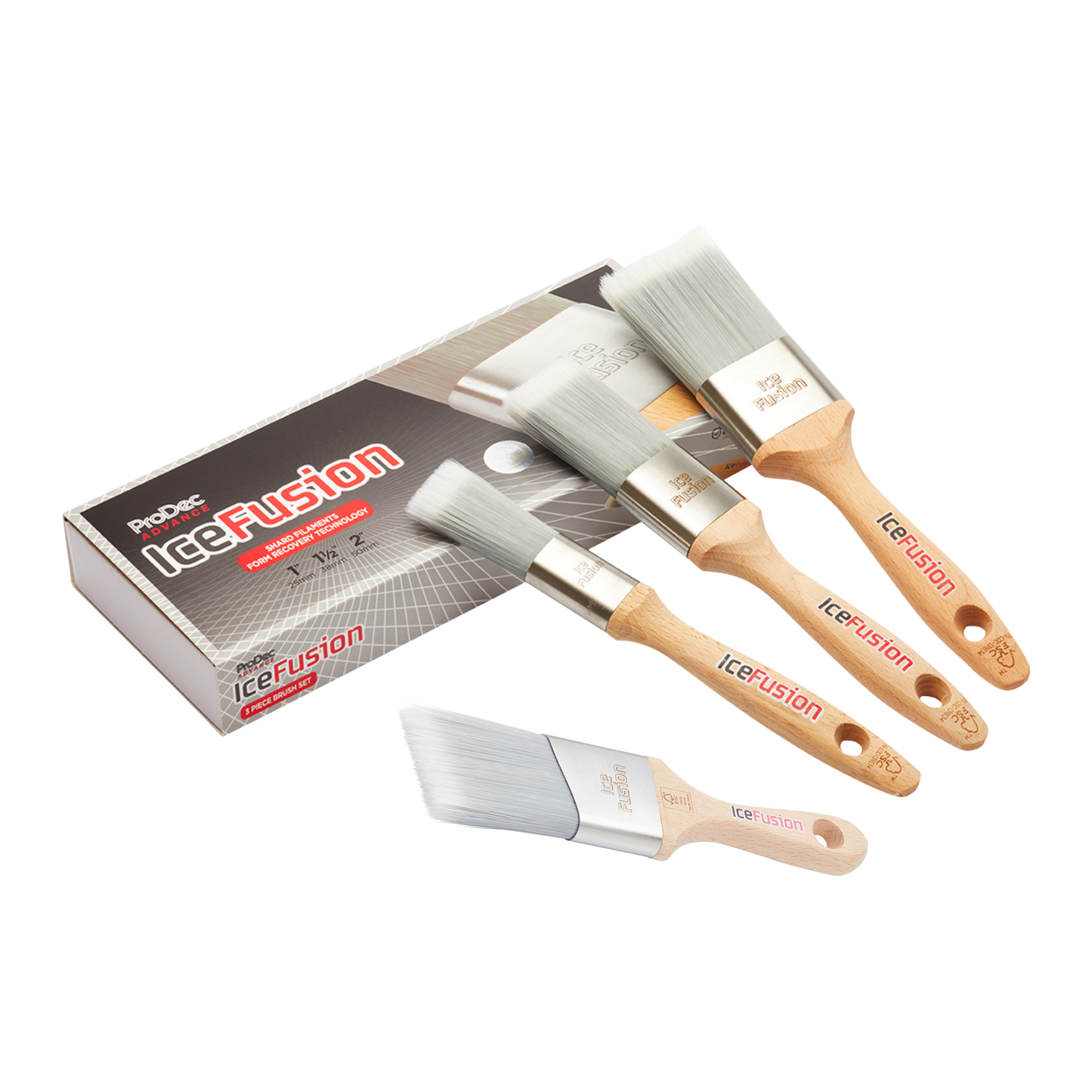 Prodec Advance Ice Fusion Flat Brushes Set 3 Pack + Free 2" Angled Stubby