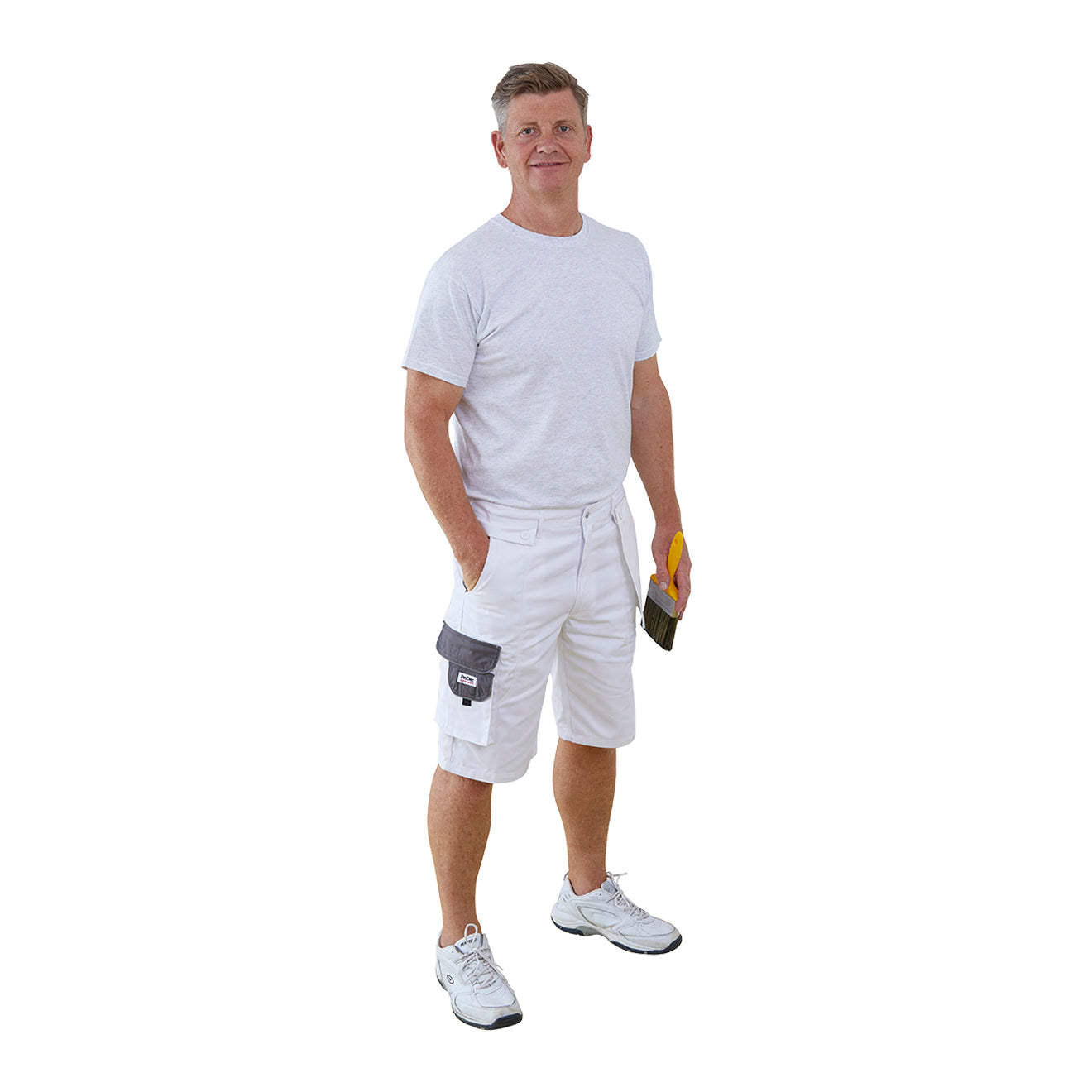 PRODEC ADVANCE POLYCOTTON DECORATORS SHORTS WHITE/GREY