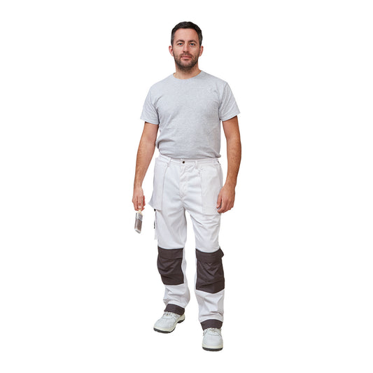 PRODEC ADVANCE POLYCOTTON DECORATORS TROUSERS WHITE/GREY