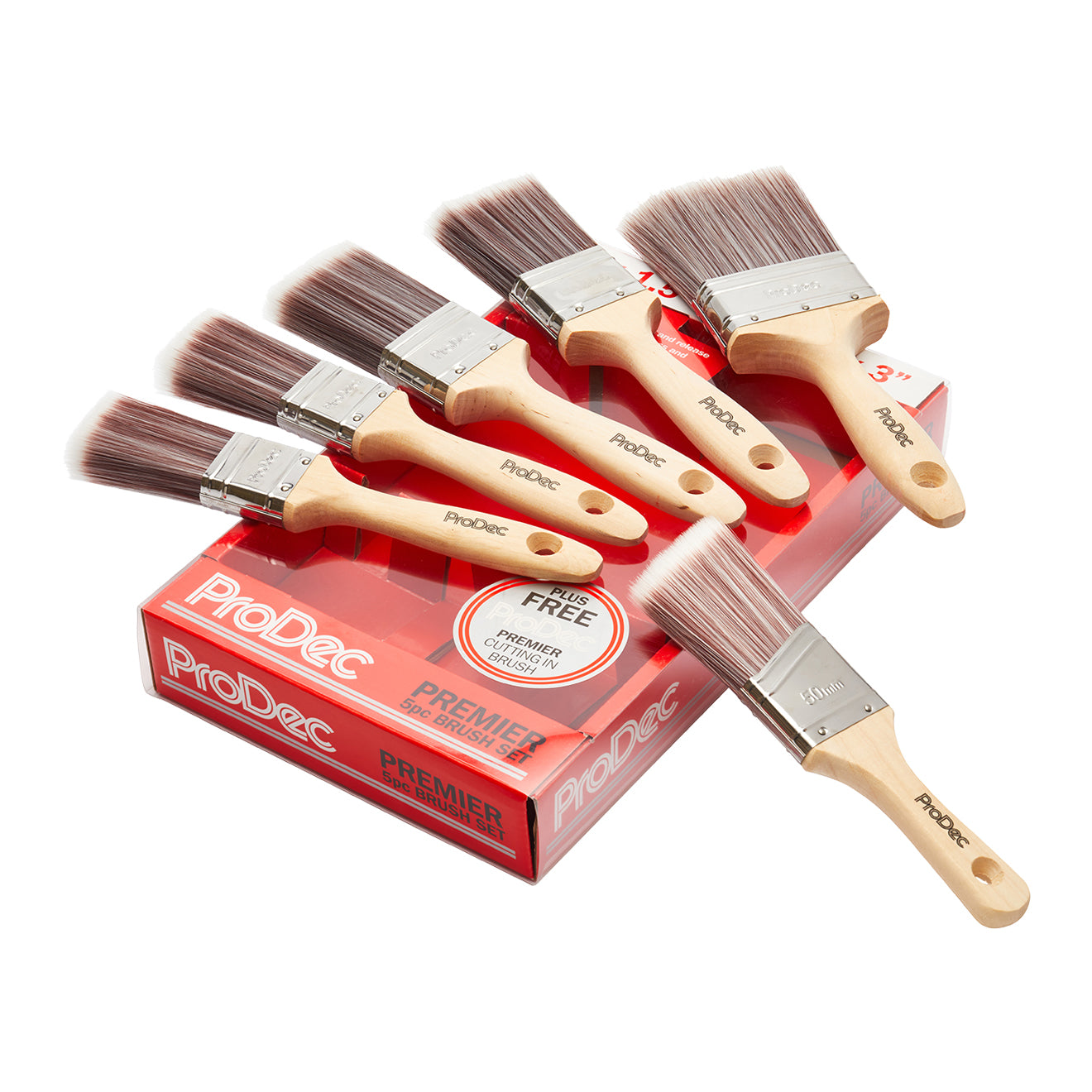 PRODEC PREMIER SYNTHETIC 5 PACK BRUSH SET + FREE 2' CUTTING IN BRUSH