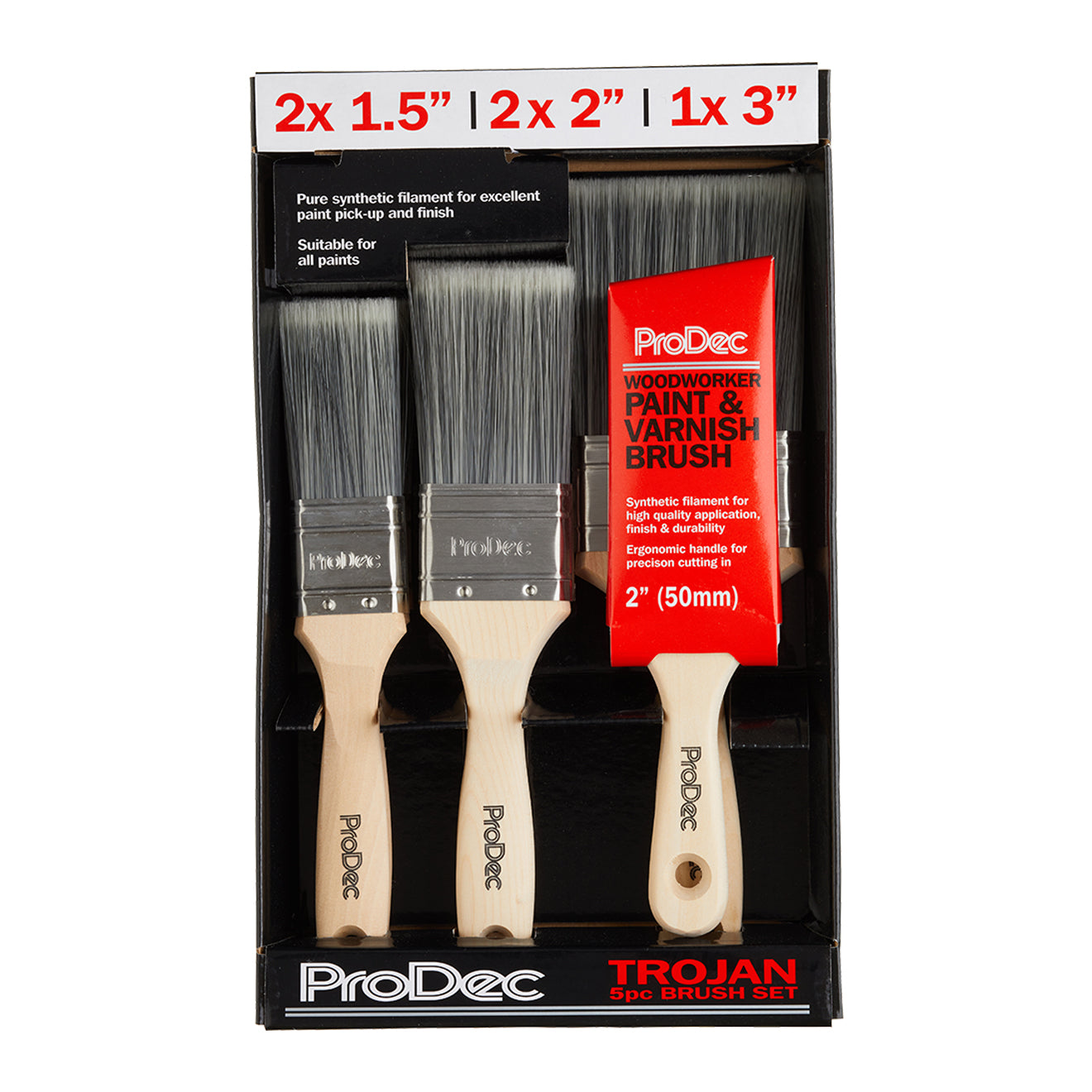 PRODEC TROJAN SYNTHETIC BRUSH SET 6 PIECE