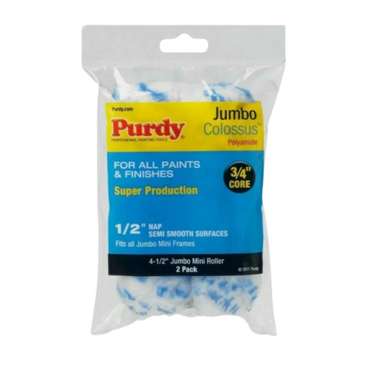 PURDY COLOSSUS JUMBO MINI ROLLER SLEEVE 4.5' 2 PACK (1/2' NAP)