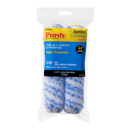 PURDY COLOSSUS JUMBO MINI ROLLER SLEEVE 6.5' 2 PACK (1/2' NAP)