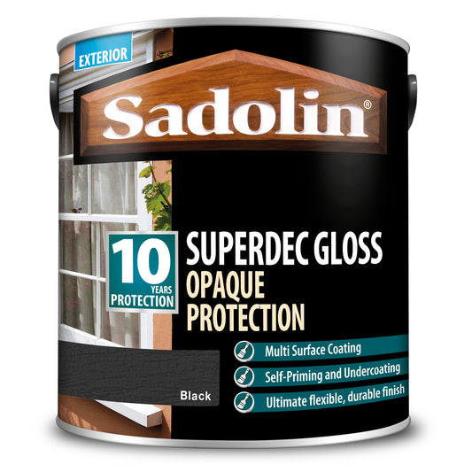 SADOLIN SUPERDEC OPAQUE MULTI-SURFACE PAINT BLACK GLOSS (WATER-BASED)