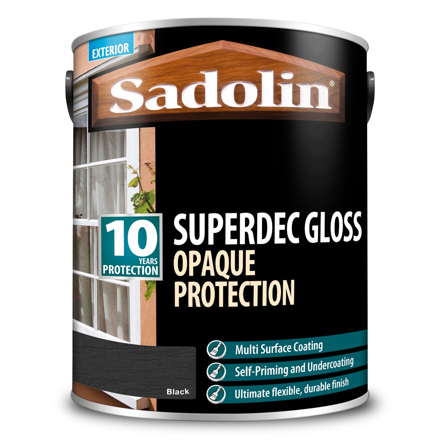 SADOLIN SUPERDEC OPAQUE MULTI-SURFACE PAINT BLACK GLOSS (WATER-BASED)