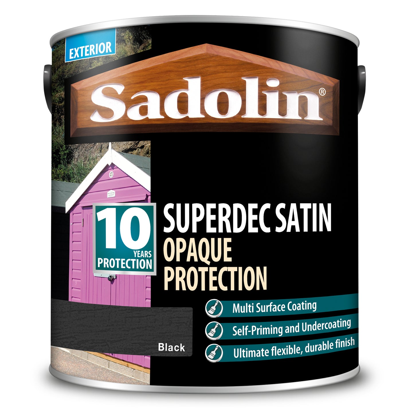 SADOLIN SUPERDEC OPAQUE MULTI SURFACE PAINT BLACK SATIN (WATER-BASED)