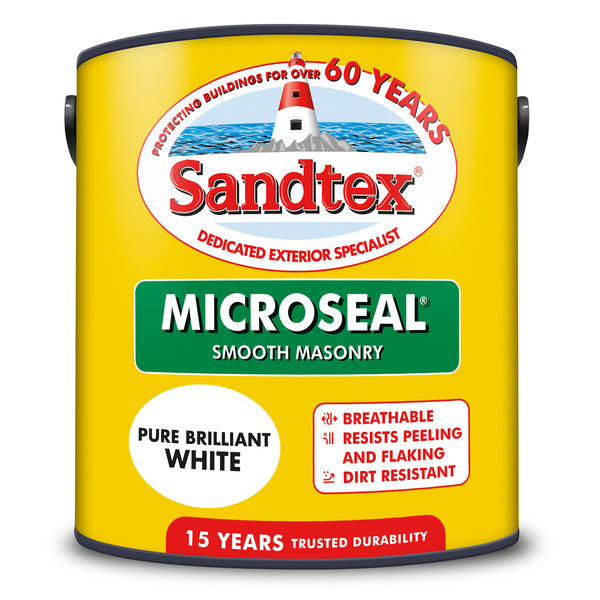 Sandtex Sandtex Retail Microseal Smooth Masonry Paint Brilliant White 2.5L ...
