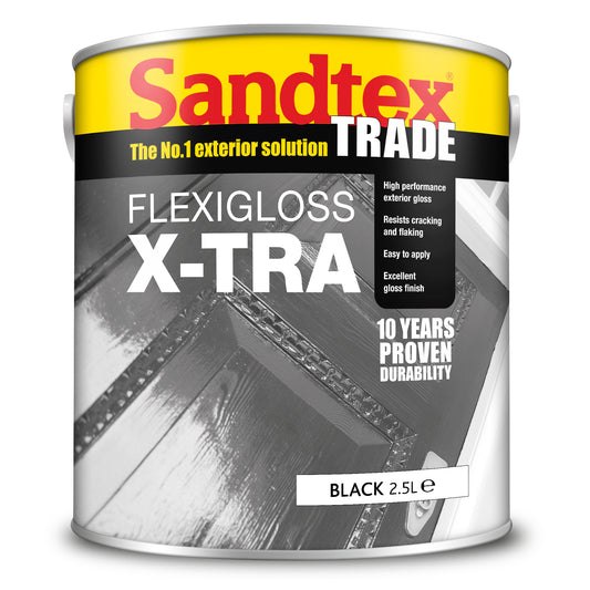 SANDTEX TRADE FLEXIGLOSS X-TRA EXTERIOR WOOD PAINT BLACK (OIL-BASED)