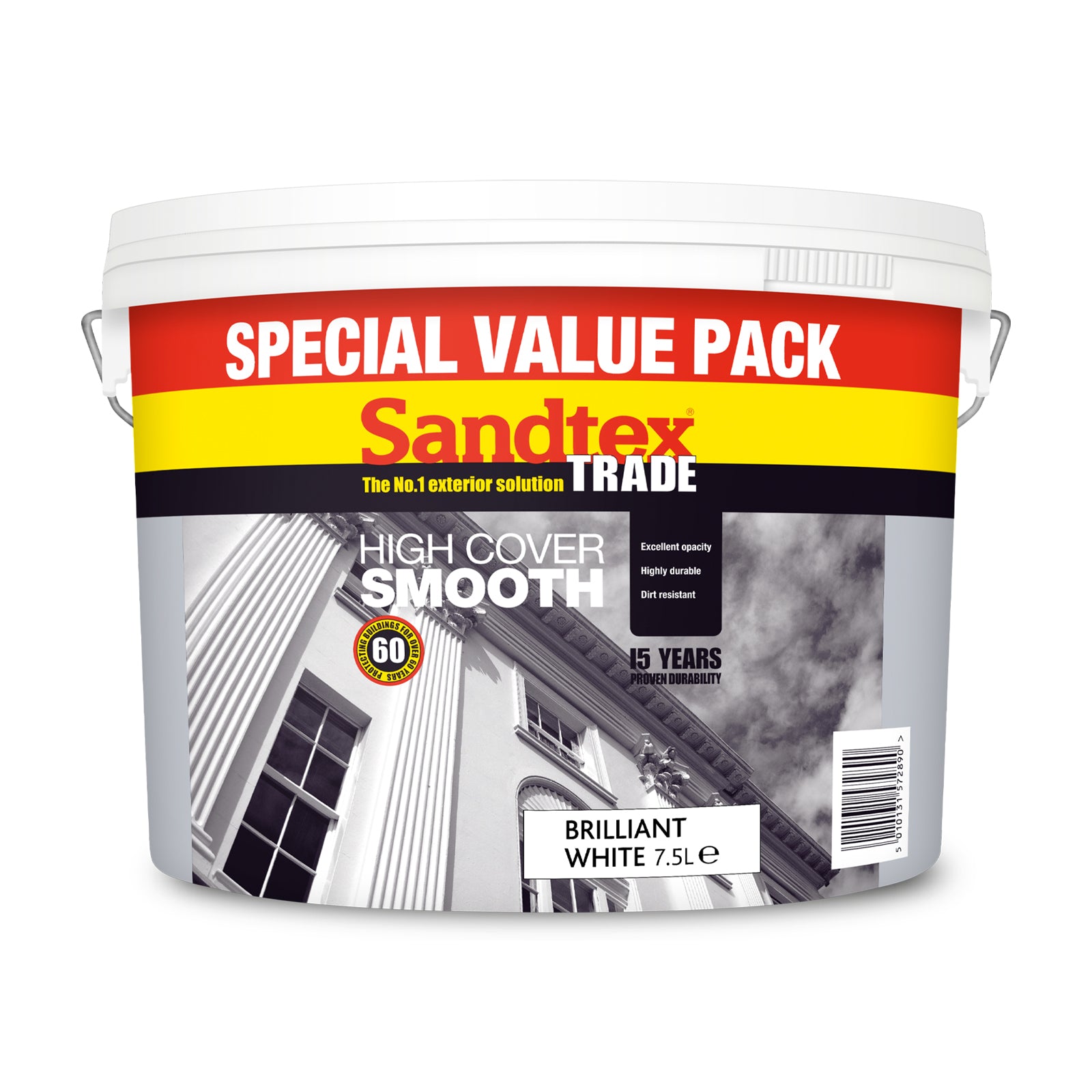 Sandtex Trade Highcover Smooth Masonry Paint Brilliant White ...