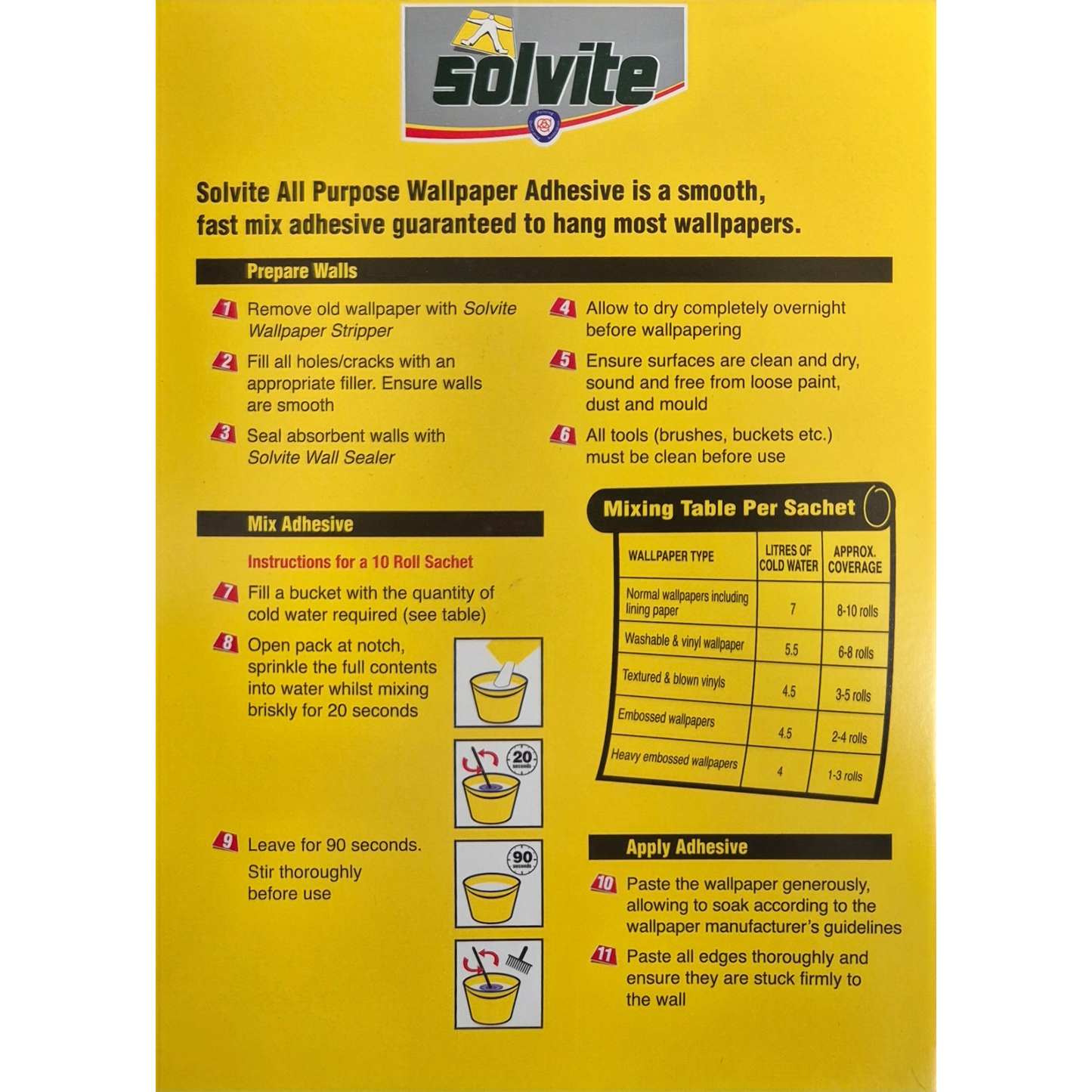 SOLVITE ALL PURPOSE WALLPAPER ADHESIVE - UP TO 30 ROLLS