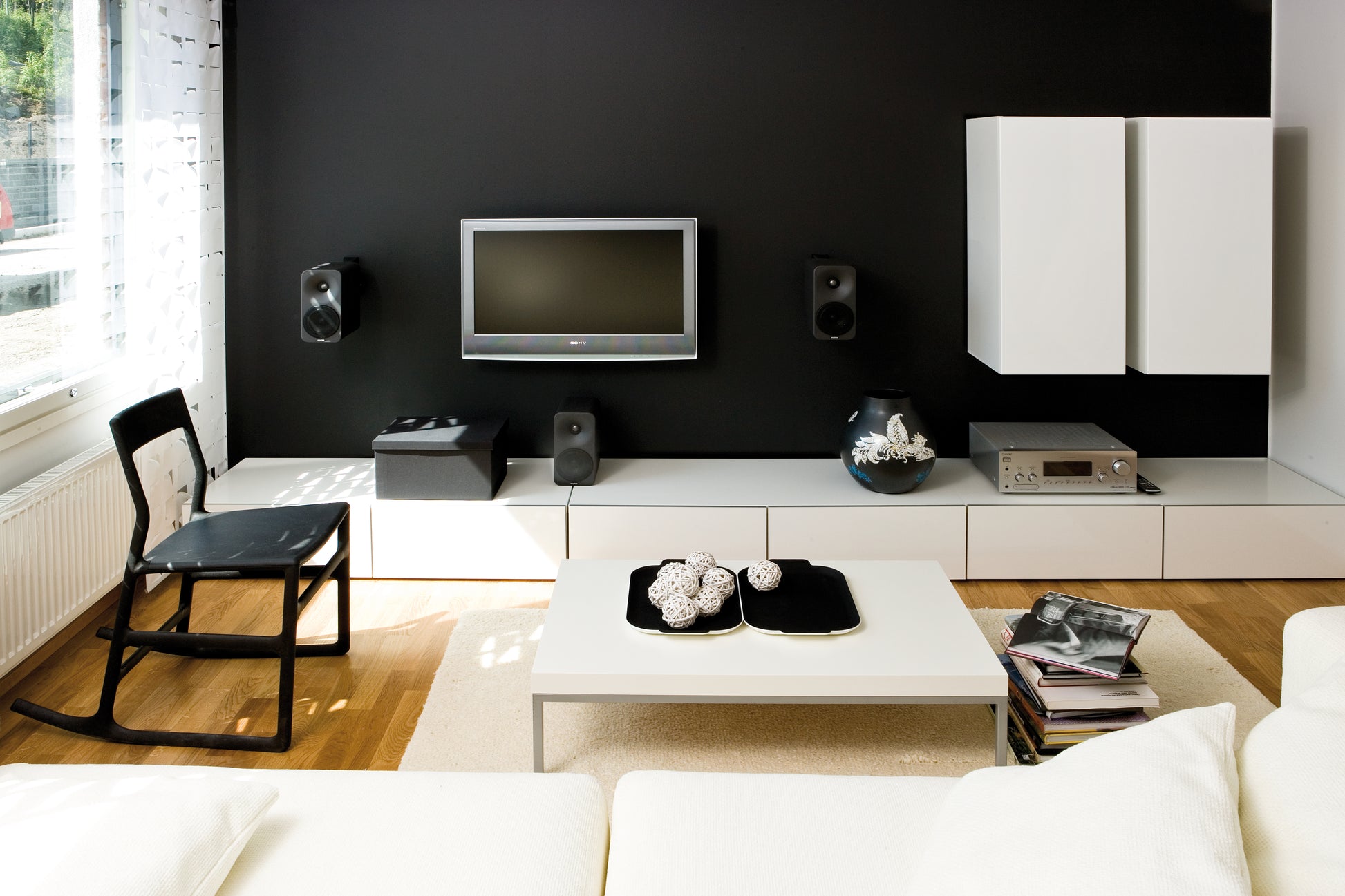 Teknos Pro 5 durable matt emulsion black painted on walls