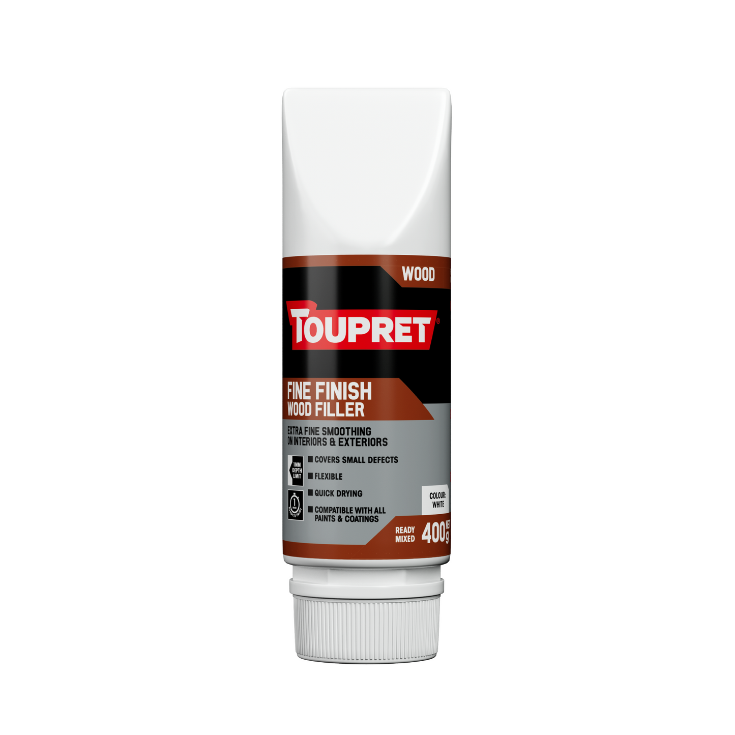 TOUPRET FINE FINISH WOOD FILLER WHITE 400G