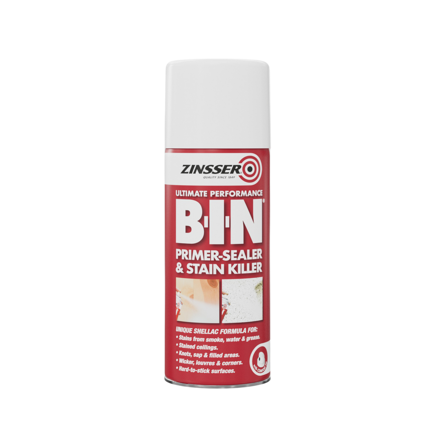 ZINSSER BIN STAIN BLOCK PRIMER SEALER AEROSOL WHITE 400ML