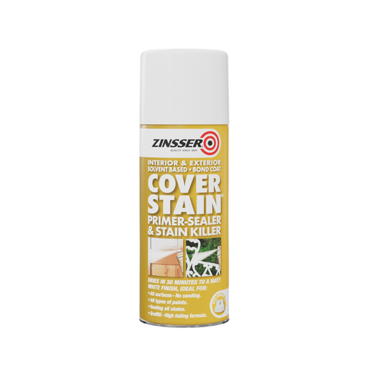 ZINSSER COVER STAIN PRIMER SEALER AEROSOL 390ML WHITE