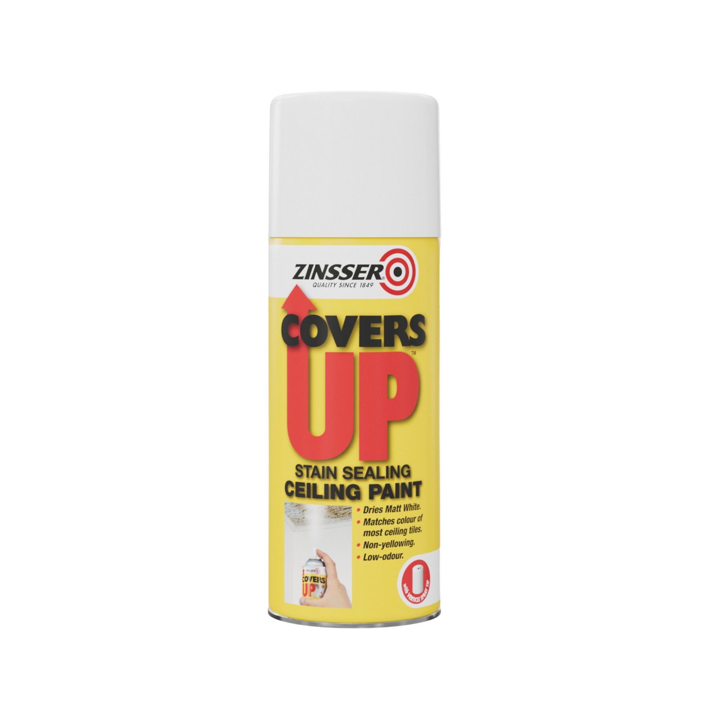 ZINSSER COVERS UP PRIMER SEALER VERTICAL AEROSOL 400ML WHITE