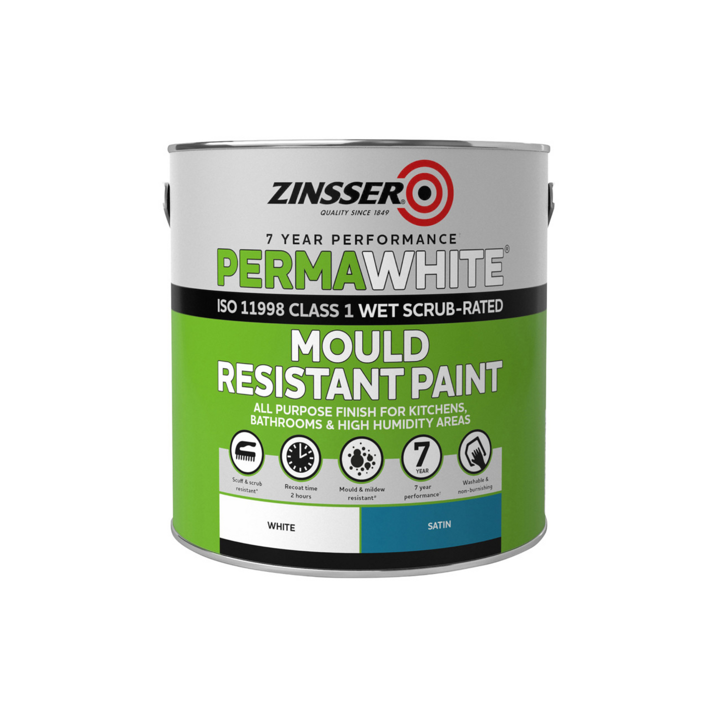 ZINSSER PERMAWHITE MOULD RESISTANT INTERIOR SATIN WHITE