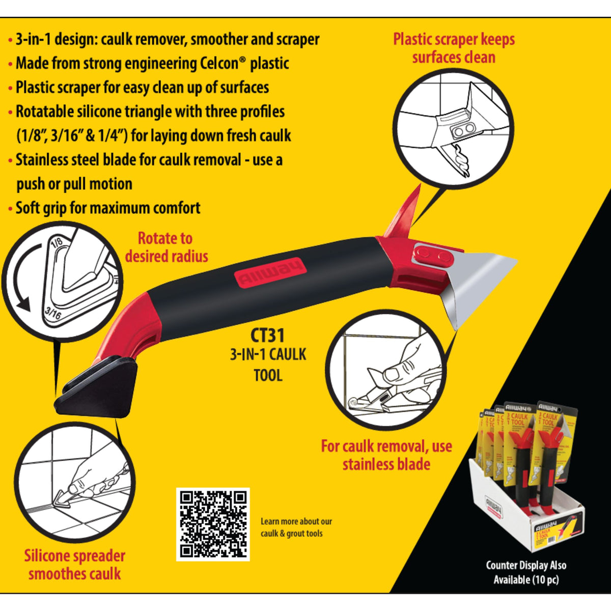 Allway 3-In-1 Caulk Tool/Silicone Remover