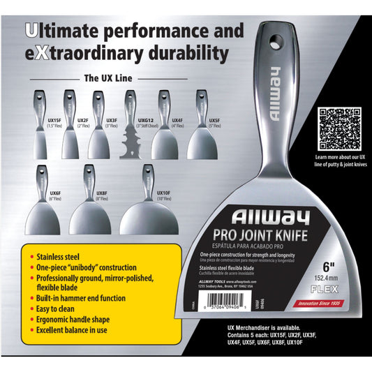 Allway One-Piece Stainless Steel Putty/Filling Knife 2"