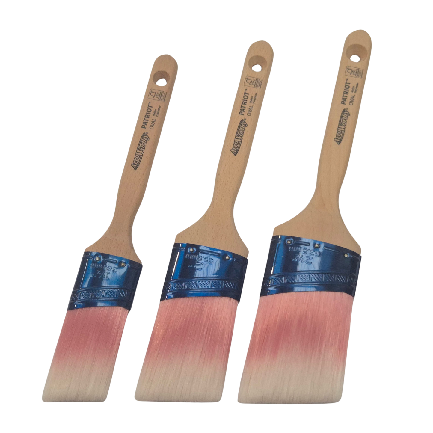 Lot de 3 pinceaux à peinture biseautés semi-ovales Arroworthy Patriot