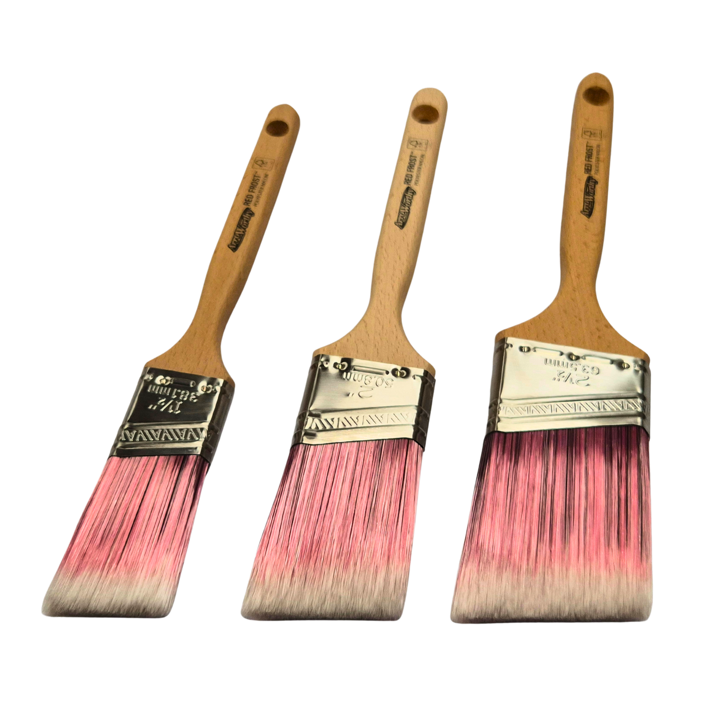 Lot de 3 pinceaux à peinture angulaires à long manche Arroworthy Red Frost