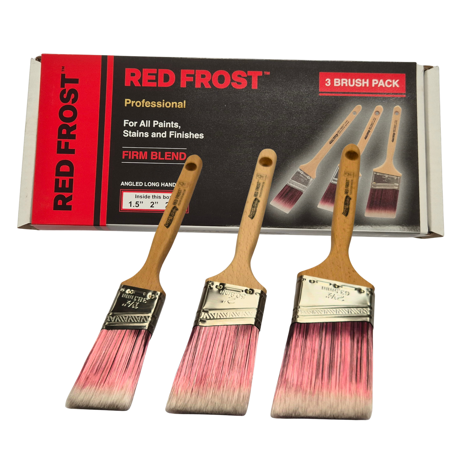 Lot de 3 pinceaux à peinture angulaires à long manche Arroworthy Red Frost