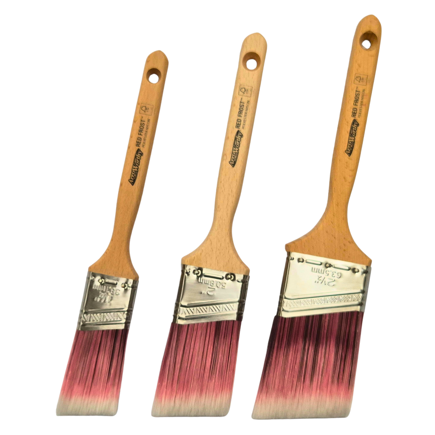 Lot de 3 pinceaux à peinture angulaires à long manche Arroworthy Red Frost